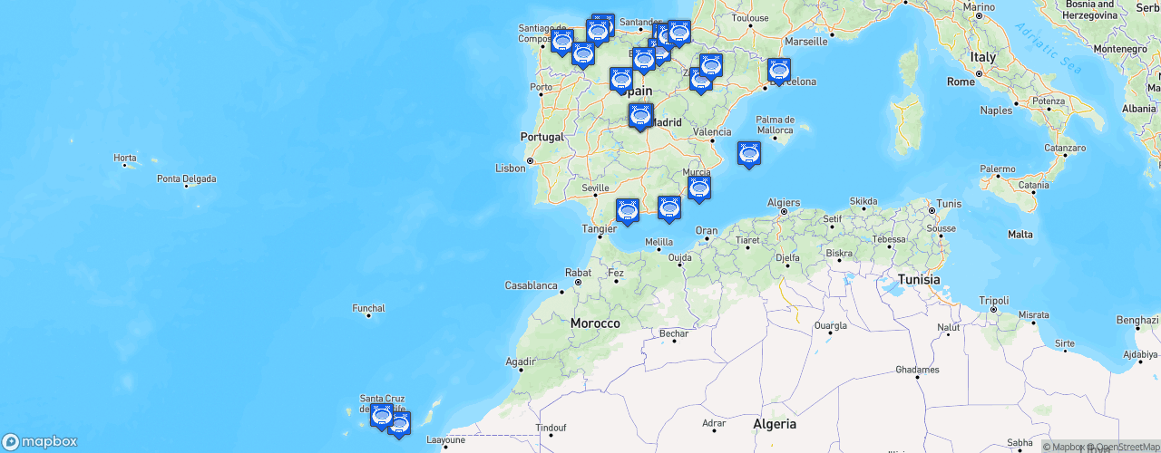 Static Map of Campeonato Nacional de Liga de Segunda División - Saison 2021-2022 - LaLiga SmartBank