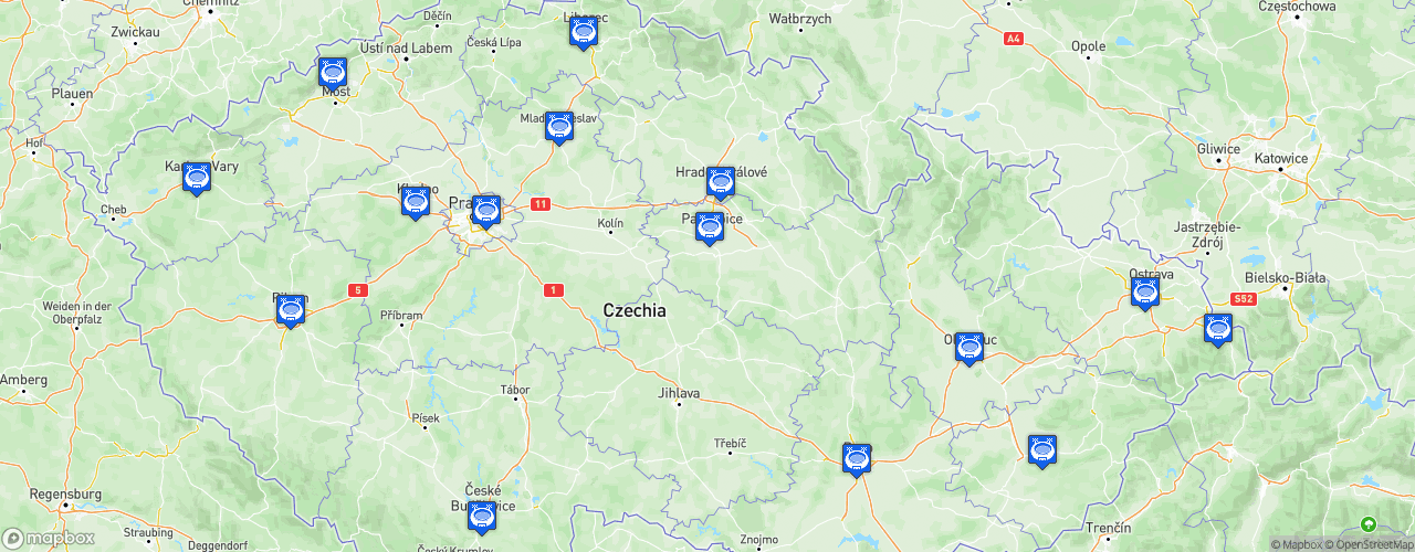 Static Map of Czech Extraliga - Saison 2021-2022 - Tipsport