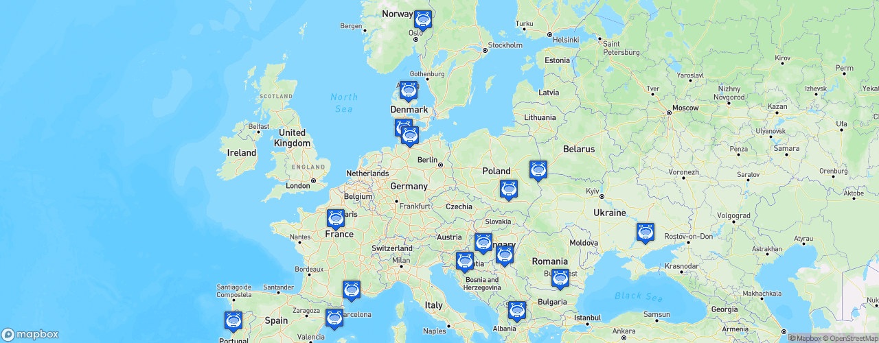 Static Map of EHF Champions League - Saison 2021-2022