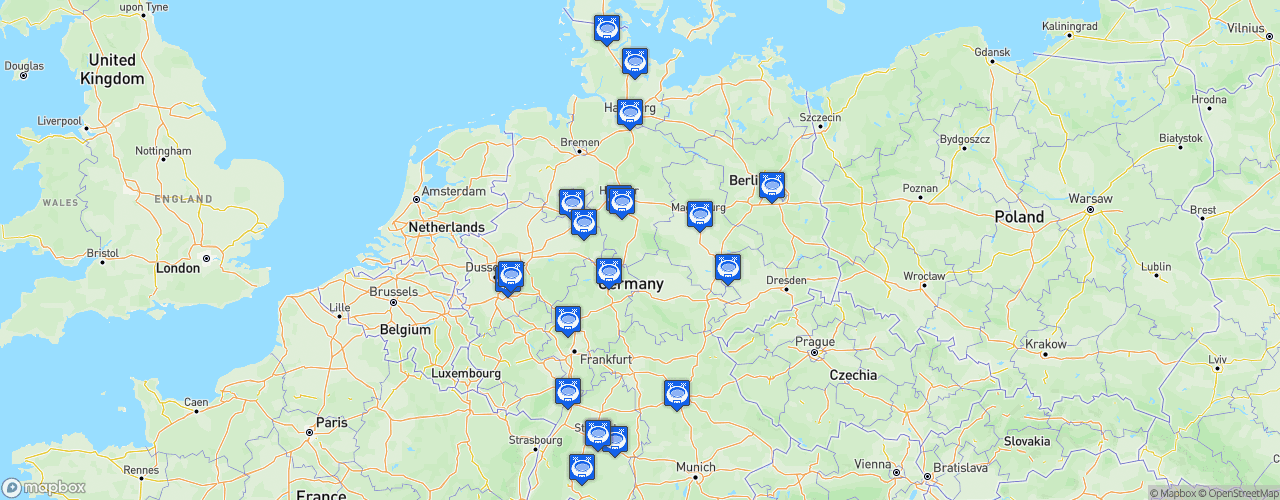 Static Map of Handball-Bundesliga - Saison 2021-2022 - LIQUI MOLY HBL