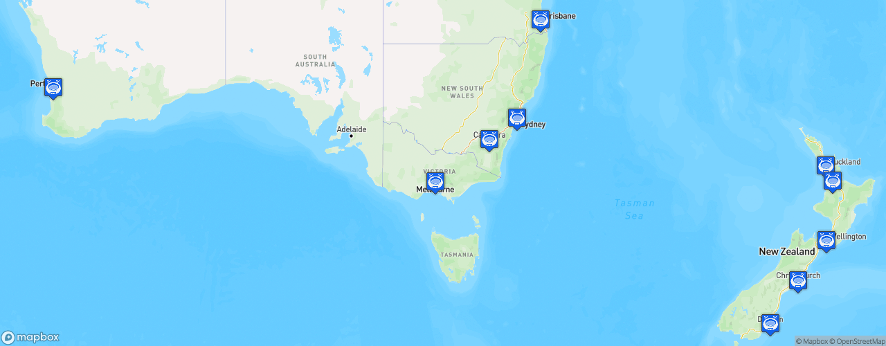 Static Map of Super Rugby - Saison 2022 - Super Rugby Pacific