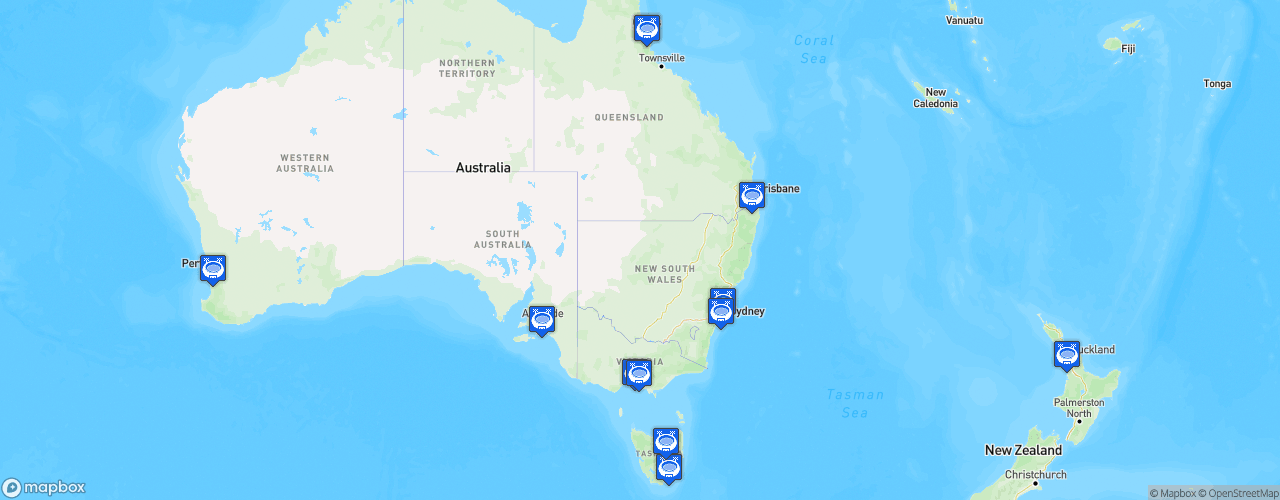 Static Map of National Basketball League Australia - Saison 2021-2022 - Hungry Jack's