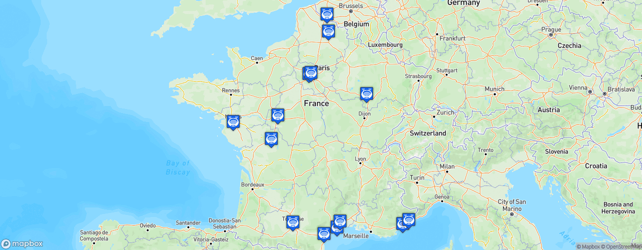 Static Map of LNV Ligue A Volley - Saison 2021-2022