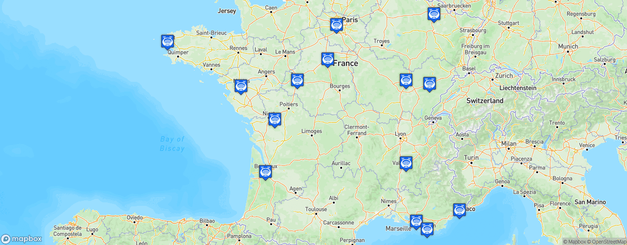 Static Map of Ligue Butagaz Énergie - Saison 2021-2022