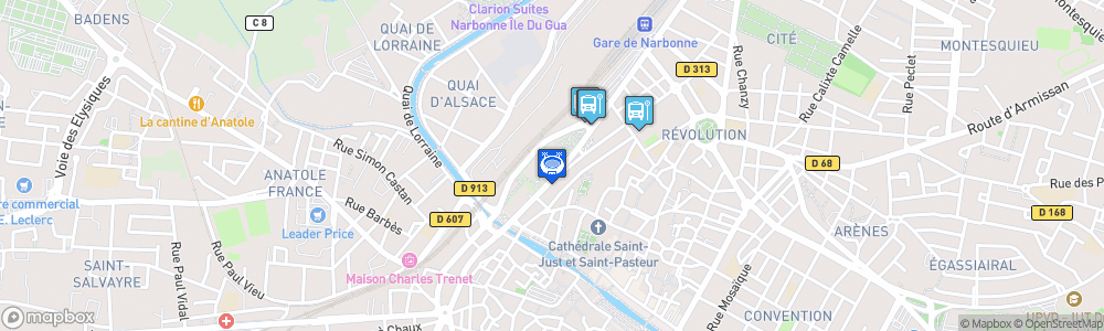 Static Map of Palais des Arts des Sports et du travail de Narbonne