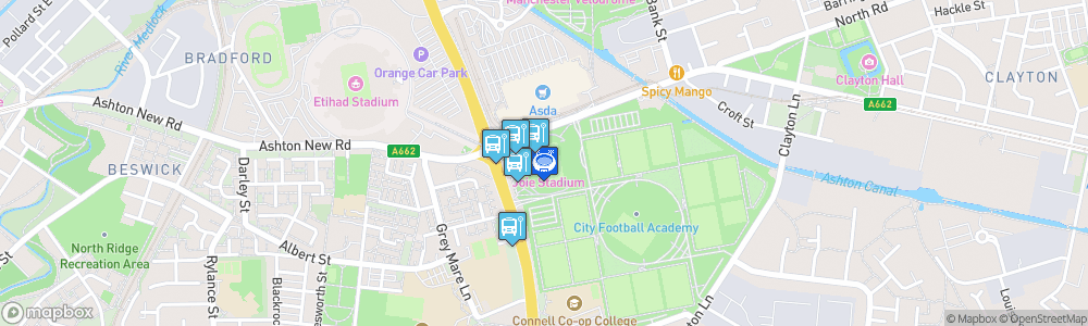 Static Map of Manchester City Academy Stadium