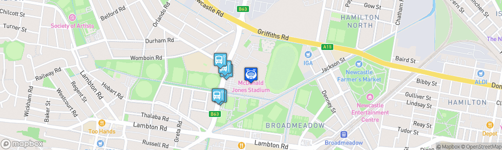 Static Map of Newcastle International Sports Centre