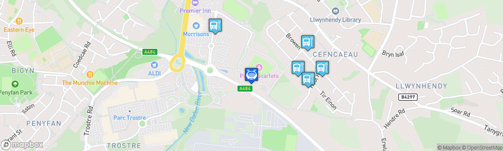 Static Map of Parc y Scarlets