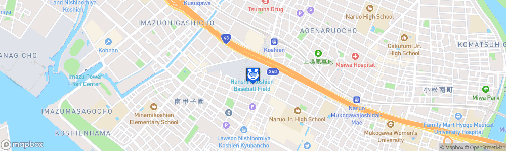 Static Map of Hanshin Koshien Stadium