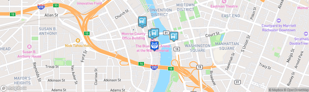 Static Map of Blue Cross Arena at the War Memorial