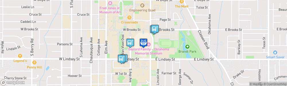 Static Map of Gaylord Family Oklahoma Memorial Stadium