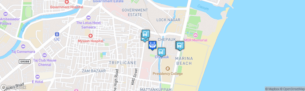 Static Map of M. A. Chidambaram Stadium