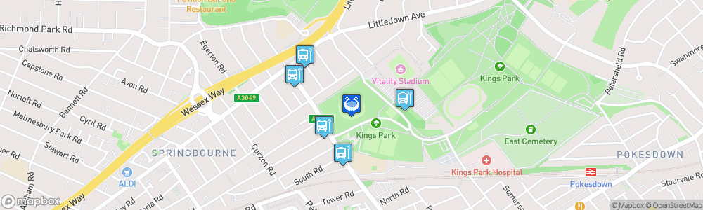 Static Map of New Bournemouth Stadium