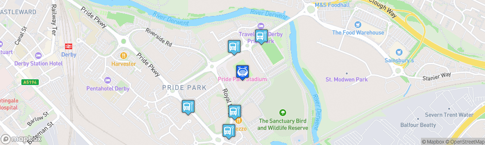 Static Map of Pride Park Stadium