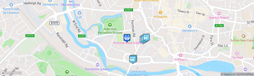 Static Map of Portman Road Stadium