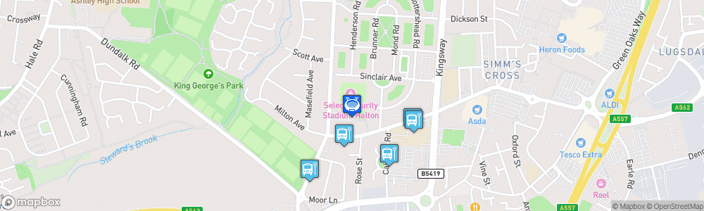 Static Map of Halton Stadium