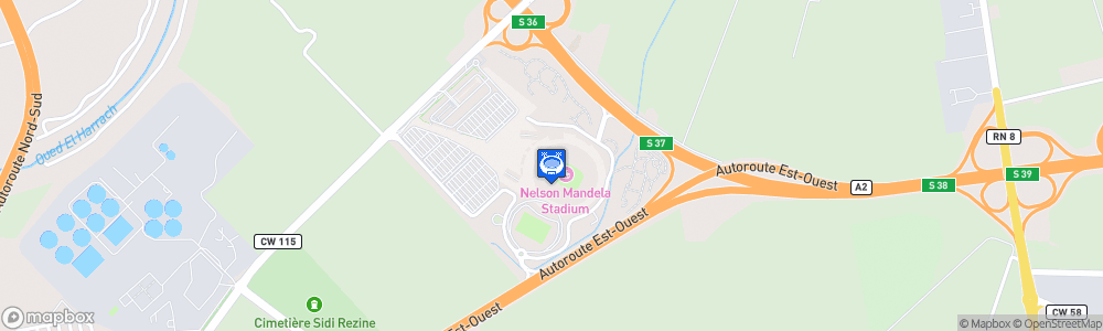 Static Map of Stade Nelson Mandela, Baraki