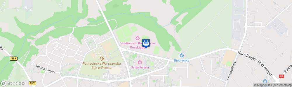 Static Map of Kazimierz Górski Stadium