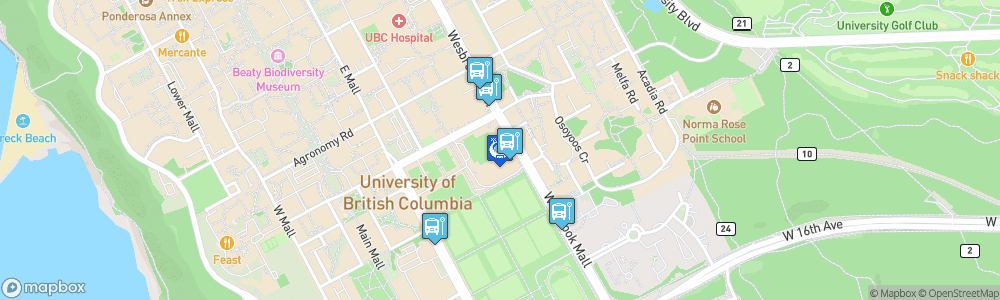 Static Map of Doug Mitchell Thunderbird Sports Centre