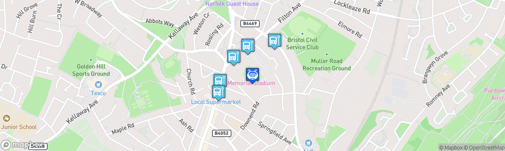 Static Map of Memorial Stadium - Bristol
