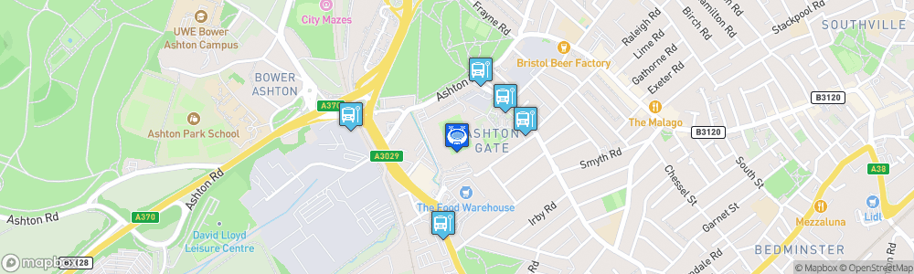 Static Map of Ashton Gate Stadium