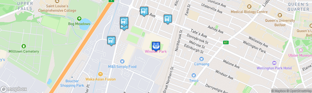 Static Map of Windsor Park (Irlande du Nord)