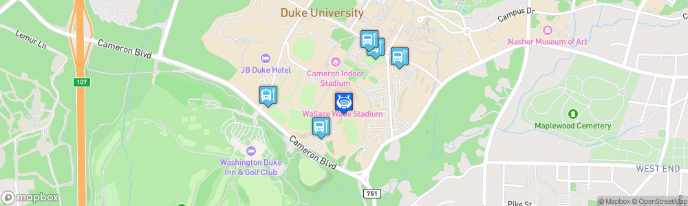Static Map of Brooks Field at Wallace Wade Stadium