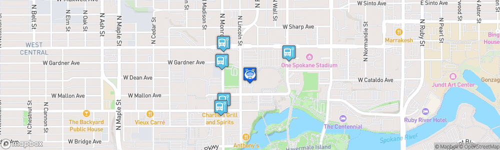 Static Map of Spokane Veterans Memorial Arena