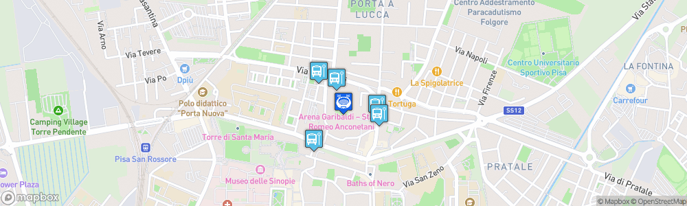 Static Map of Arena Garibaldi – Stadio Romeo Anconetani