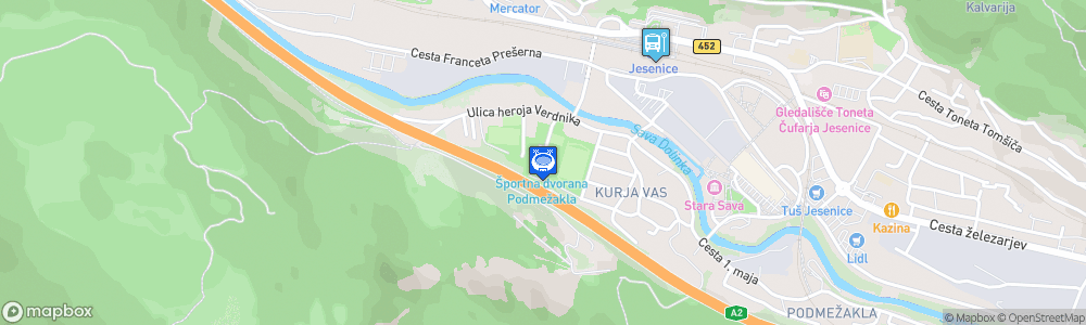 Static Map of Športna dvorana Podmežakla