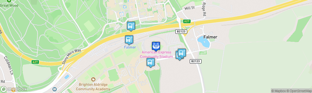 Static Map of Falmer Stadium