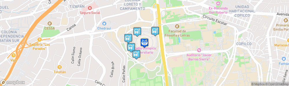 Static Map of Estadio Olímpico Universitario