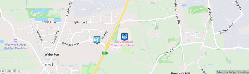 Static Map of Jakemans Community Stadium