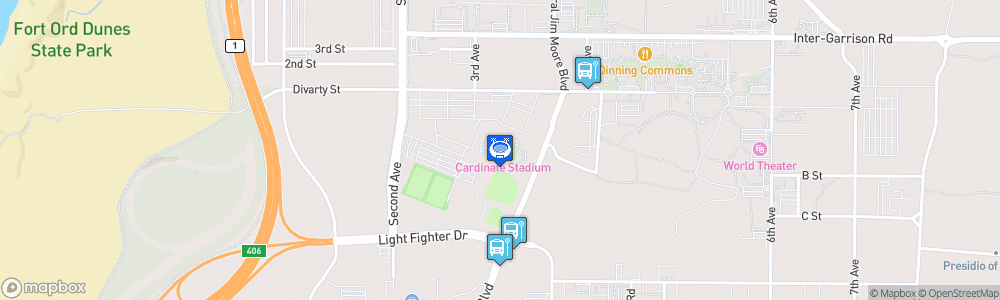 Static Map of Freeman Stadium at CSU Monterey Bay