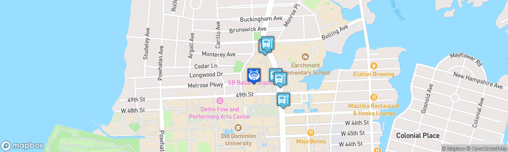 Static Map of Kornblau Field at S.B. Ballard Stadium