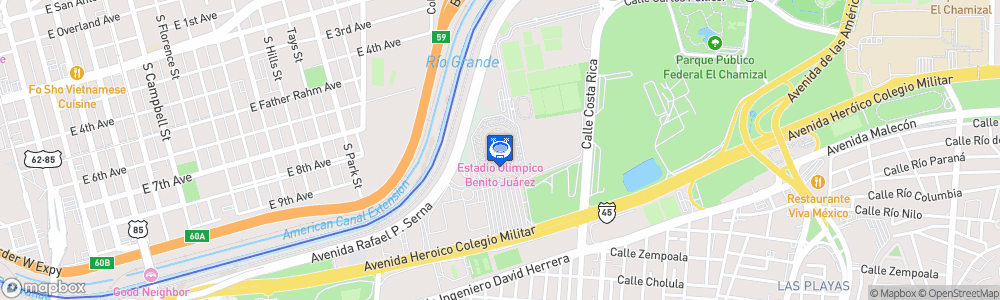 Static Map of Estadio Olímpico Benito Juárez