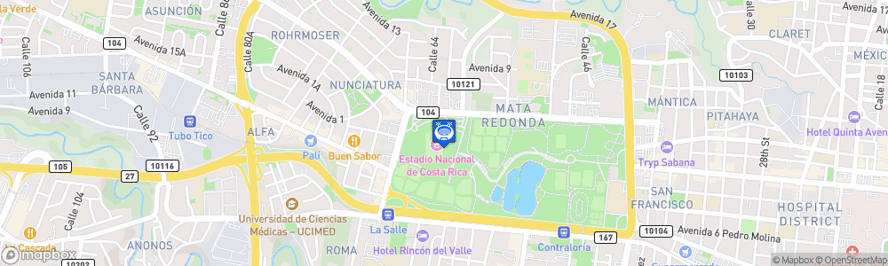 Static Map of Estadio Nacional de Costa Rica