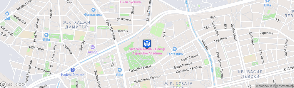 Static Map of Stadion Vivacom Arena - Georgi Asparuhov