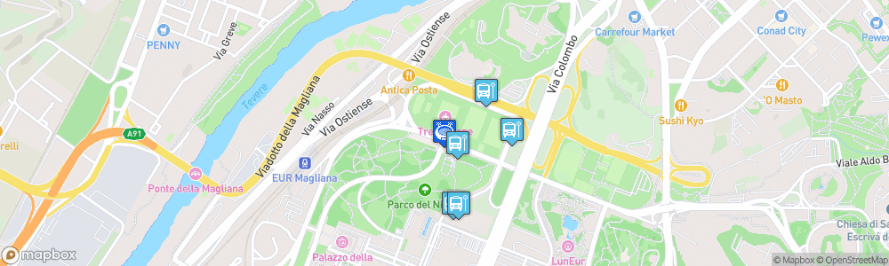 Static Map of Stadio Tre Fontane