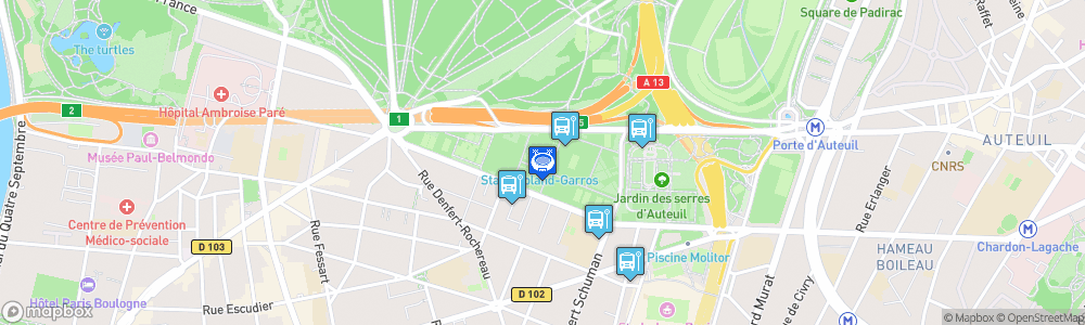 Static Map of Stade Roland-Garros