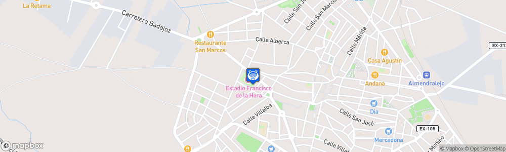 Static Map of Estadio Francisco de la Hera