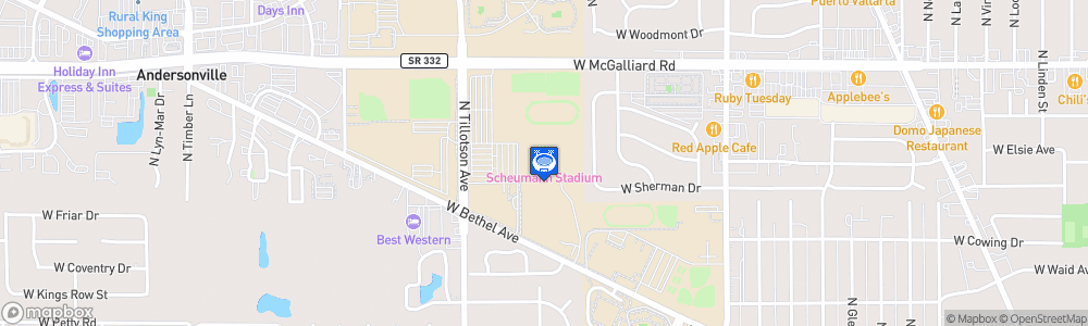 Static Map of John B. and June M. Scheumann Stadium