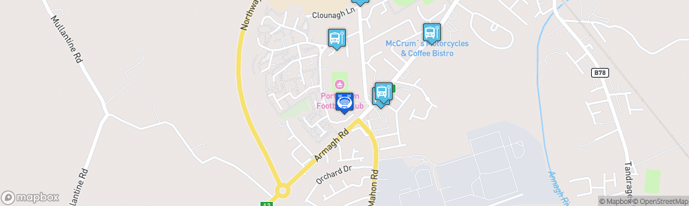 Static Map of Shamrock Park at Portadown