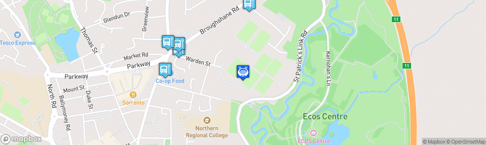 Static Map of Ballymena Showgrounds