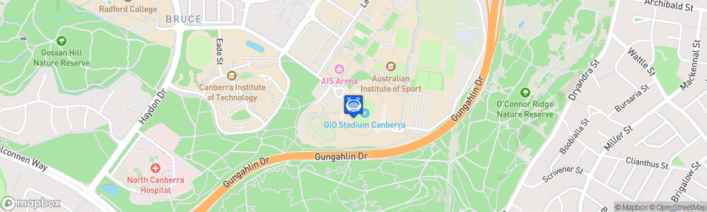 Static Map of Canberra Stadium