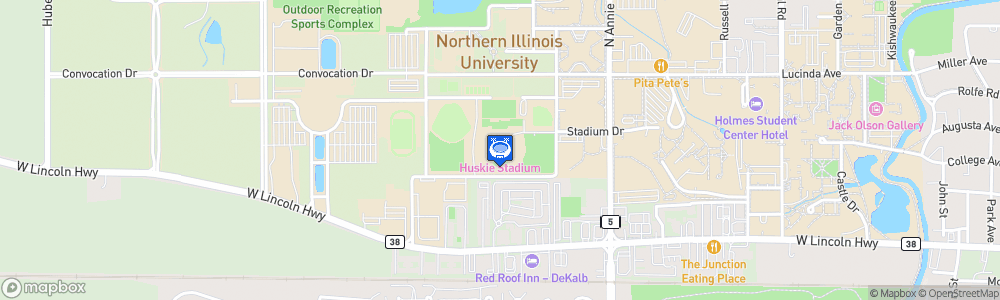 Static Map of Brigham Field at Huskie Stadium