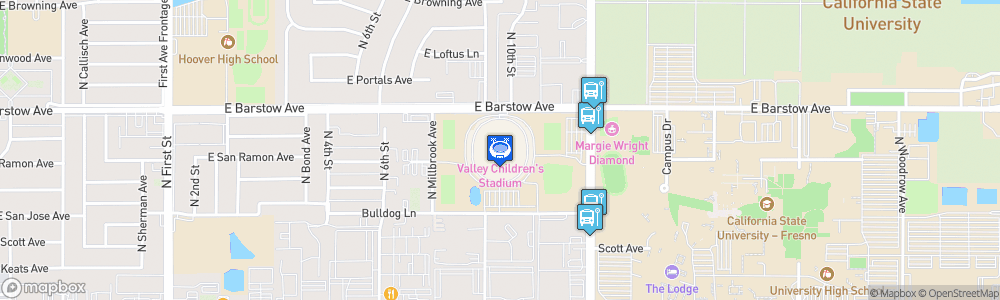 Static Map of Jim Sweeney Field at Bulldog Stadium