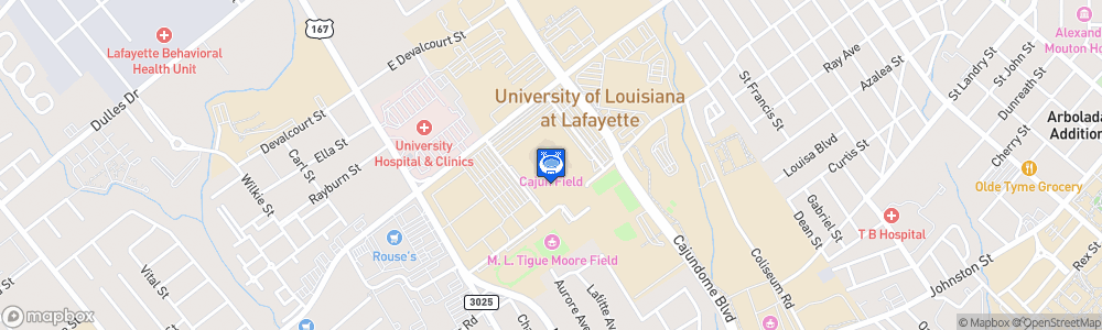 Static Map of Cajun Field