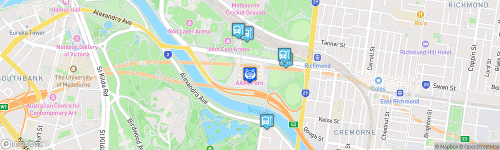 Static Map of Melbourne Rectangular Stadium