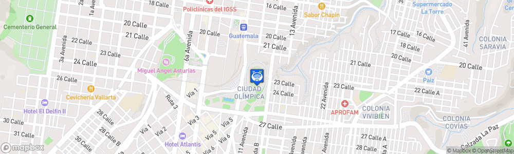 Static Map of Estadio Nacional Doroteo Guamuch Flores